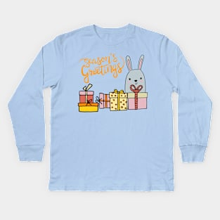 Christmas Rabbit! Season’s Greetings1 Kids Long Sleeve T-Shirt